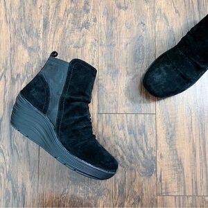 Bionica Black Suede Wedge Boots
